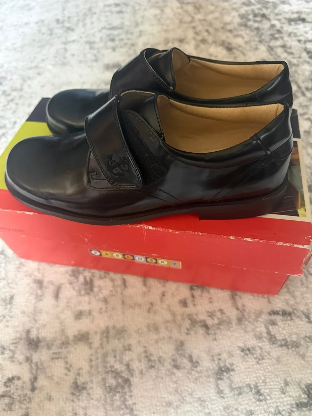 Pablosky Kids Black Leather Velcro Dress Shoes